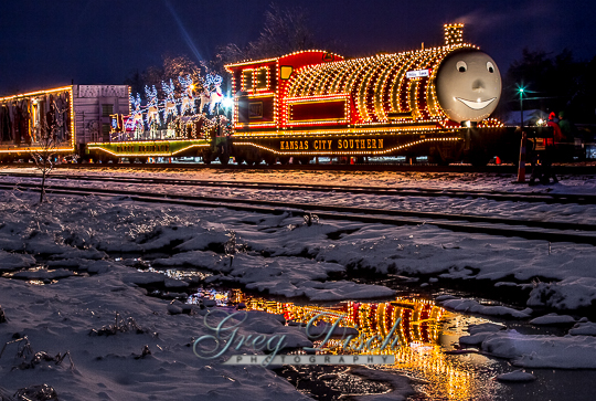 The KCS railroad Holiday Express train in Poteau Oklahoma.